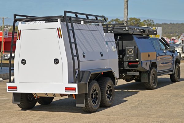 Trade ute and trailer being weighed